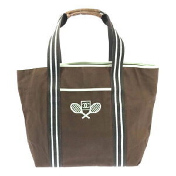 Chanel Handbags - Chanel Sport Tennis Racket Coco Mark Embroidered Tote Bag Brown